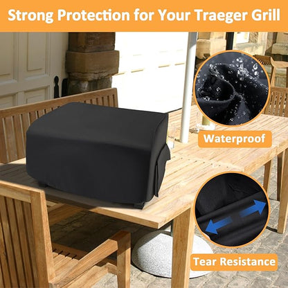 Grill Cover for Traeger Ranger & Scout Series BAC475, Waterproof Portable Griddle Cover for Blackstone 17" Griddle Series, 600D Portable Full-Length Grill Cover for Ranger Wood Pellet Grill