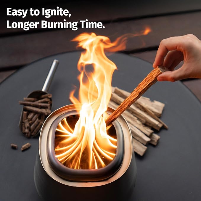 East Oak Fuoco Smokeless Fire Pit 7'' for Patio and Outdoor, 3-in-1 Ash Pan | Portable Wood & Pellet Tabletop Firepit | Stainless Steel 120% More Efficient Burn | Easy Ignition & Compact Design