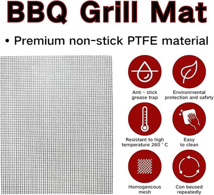Grill Mesh Mat for Outdoor Grilling, Non-Stick BBQ Grill Mat Resuable and Easy to Clean, Works on Gas, Charcoal, Electric Grill 15.7x13 Inch (3 pcs)