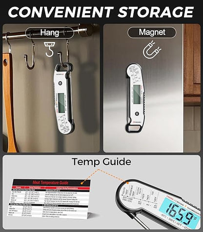 Atogou Professional Meat Thermometer Digital for Cooking Food, <1 Sec Instant Read & ±0.5℉ Accuracy, IP67 Waterproof, Thermocouple Sensor Probe, for Kithchen, BBQ, Grill, Silver