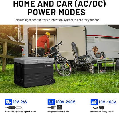 UD45 12V Car Refrigerator,Dual Zone Car Fridge with Wheels,42QT(40.5L) Electric Cooler Portable Freezer,12 Volt Refrigerator -4℉~68℉,12/24V DC 100-240V AC for Camping, Travel, Truck, RV