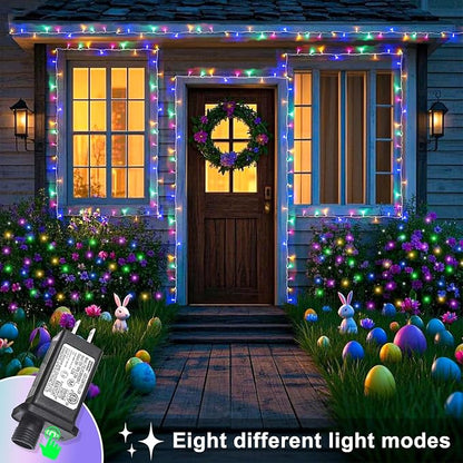Christmas Lights Outdoor Waterproof Colorful String Lights Indoor 8 Modes Clear Wire 66ft 200 LED, Twinkle Fairy Lights Plug in for Bedroom Wedding Party Decorations, Pastel Multicolor