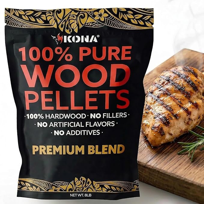 Kona Premium Blend Smoker Pellets, Intended for Ninja Woodfire Outdoor Grill, 8 lb Resealable Bags