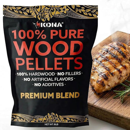 Kona Premium Blend Smoker Pellets, Intended for Ninja Woodfire Outdoor Grill, 8 lb Resealable Bags
