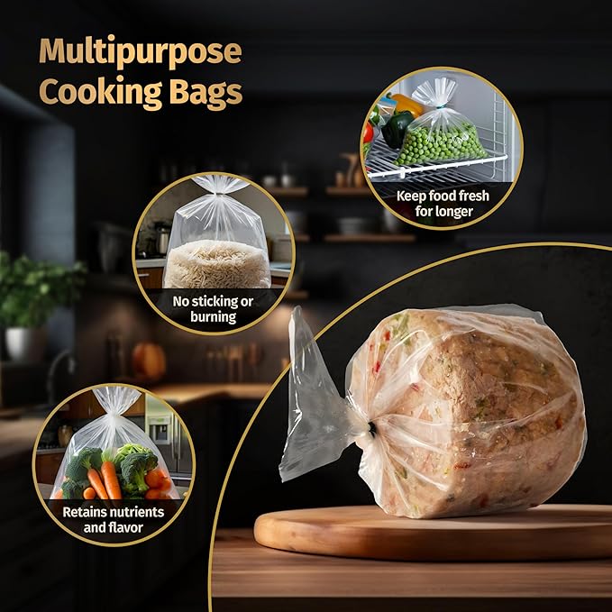 Deli Meat Press Bags for Ham Maker, Cold Cut Meat Press Cooking Bags, Boil Safe Liners for Seafood, Vegetables, BPA-Free Freezer Safe, Heat Resistant, Leakproof, 8 x 14 Inch, 40 Pack