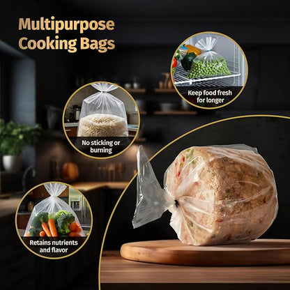 Deli Meat Press Bags for Ham Maker, Cold Cut Meat Press Cooking Bags, Boil Safe Liners for Seafood, Vegetables, BPA-Free Freezer Safe, Heat Resistant, Leakproof, 8 x 14 Inch, 40 Pack