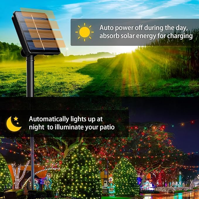 SyouHome Solar String Lights Outdoor, 6 Pack 600 LED Solar Christmas Lights | 236FT, 8 Modes, Auto ON/OFF, Memory Function, Multicolor Waterproof Outdoor Light for Garden, Patio, Balcony, Christmas Decor