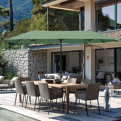 GREEN PARTY 13 ft Outdoor Patio Umbrella, Large Rectangular Table Umbrellas | Double-Sided, UV & Fade Resistant Canopy for Deck Poolside Garden Backyard, Market Umbrella with Crank & 1.5" Pole, Mint