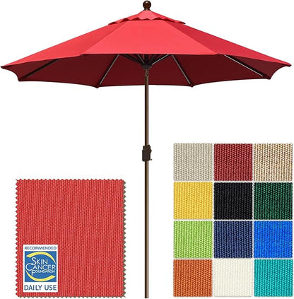 EliteShade USA 10-Year-Non-Fading 10Ft Market Patio Umbrella, UPF 50+ UV Protection Performance Sun Umbrella, Heavy Duty Commercial Grade Outdoor Table Umbrella with Crank & Tilt, Windproof Vented Top for Garden, Pool, Deck and Outdoor Playsets, Logo Red