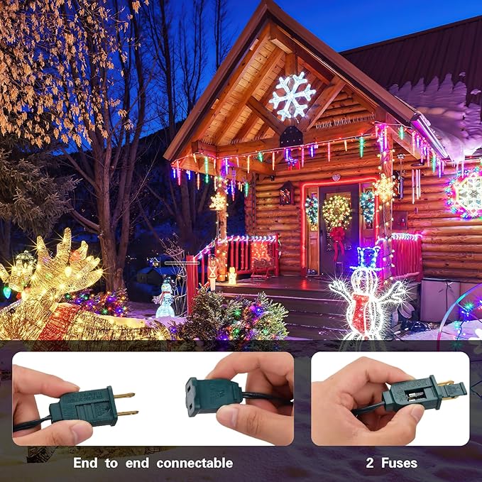C7 LED Christmas Lights - 25FT Outdoor Multicolor String Lights, Vintage Hanging Decor for Roofline, Xmas Tree, Patio, Holiday Party, Wedding, Green Wire