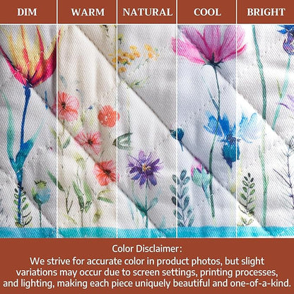 Maison d'Hermine Oven Gloves 100% Cotton Oven Mitt 7" x 13" with Loop Heat Resistant BBQ Cooking Gloves Baking Grilling Kitchen Hotel Home Farmhouse Spring Summer (Pack of 1, Flower in The Field)