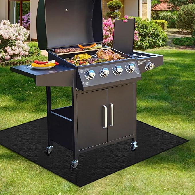 MDEOOSKY 48"×36" Under Grill Mat Outdoor Grill Deck Protector Fire Pit Mat Fireproof Mat Oil-Proof Waterproof BBQ Protector for Deck and Patio Easy to Clean Storage Waterproof Foldable