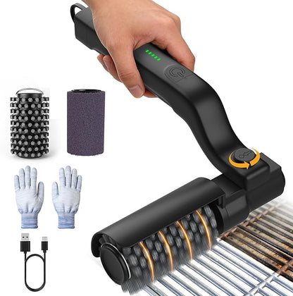 Electric Grill Brush, 3-Speed Rotary BBQ Cleaning Tool with 180° Adjustable Head,90-Minute Runtime,USB-C Rechargeable,Stainless Steel Bristle Brush for Gas,Charcoal and Ceramic Grills