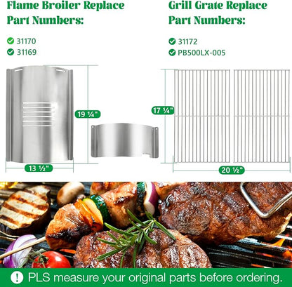 Flame Broiler Kit for Pit Boss Lexington 500 540 550 Series Cooking Grid Smoker Grill Grate Replacement Parts Pitboss Pellet Drip Tray Diffuser Heat Deflector Plate BBQ Accessories PB500NX