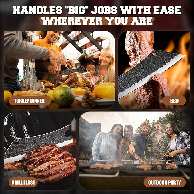 PURPLEBIRD Japanese Brisket Slicing Knife 11" - Butcher Knife for Meat Cutting Chopping, Heavy Duty Meat Knives Full Tang, Sharp BBQ Knives for Turkey Grilling Smoker, Ideal Gifts for Men Women
