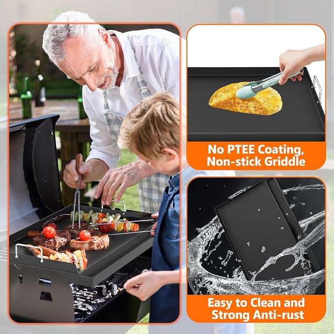 COZEER Cast Iron Griddle 17＂×13＂,Nonstick Griddle for Gas Grill with Groove | Universal, Muti-Purpose, Pre-Seasoned, Upgrated, for Camping, Tailgating, Paties