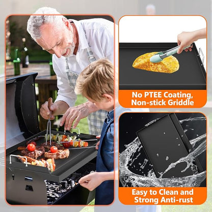 COZEER Cast Iron Griddle 17＂×13＂,Nonstick Griddle for Gas Grill with Groove | Universal, Muti-Purpose, Pre-Seasoned, Upgrated, for Camping, Tailgating, Paties