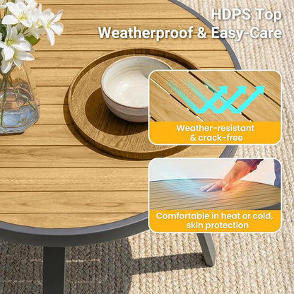 5-Pieces Aluminum Patio Table and Chairs Set, Outdoor Patio Furniture Set with Heavy Duty HDPS Round Table, All-Weather Outdoor Dining Set with Quick-Drying Breathable Textilene Chairs for Porch