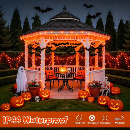 JMEXSUSS 400 LED Orange Lights for Halloween | 132ft Halloween String Lights Plug in with Remote, 8 Modes Orange String Lights for Tree Garden Yard Porch House Decorations