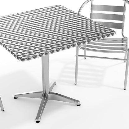 Flash Furniture Lila 31.5'' Square Aluminum Indoor-Outdoor Table Set with 2 Slat Back Chairs | Indoor/Outdoor Use, Slat Back, Slat Back Chairs