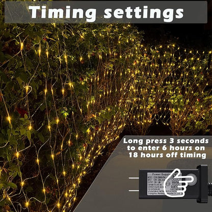 LED Net Lights, 270L 10×10 FT Outdoor Mesh Lights for patio, Pergolas