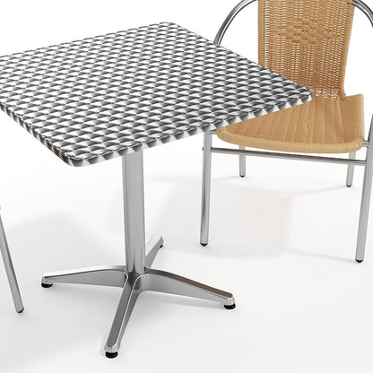 Flash Furniture 27.5'' Square Aluminum Indoor-Outdoor Table Set with 2 Beige Rattan Chairs | Indoor/Outdoor Use, Beige Rattan Chairs