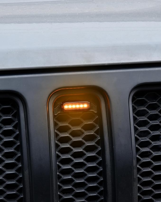 LED Grill Lights for 2018-2023 Jeep Wrangler JL JLU Amber 4pcs | Amber Front Bumper Running Marker Lamp, LED Grille Lights, Plug & Play, IP67 Waterproof, for Wrangler JL JLU Rubicon Sahara