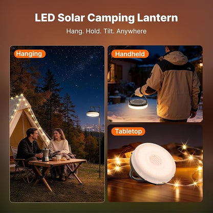 OGERY Solar Camping String Lights, 5400mAh/ 49.2FT/ 11 Modes Rechargeable | Camping Lights Outdoor/Indoor, 4-in-1 Quick Storage Fairy Tent Lights Portable LED Lamp for Patio Yard Party Decor Essentials