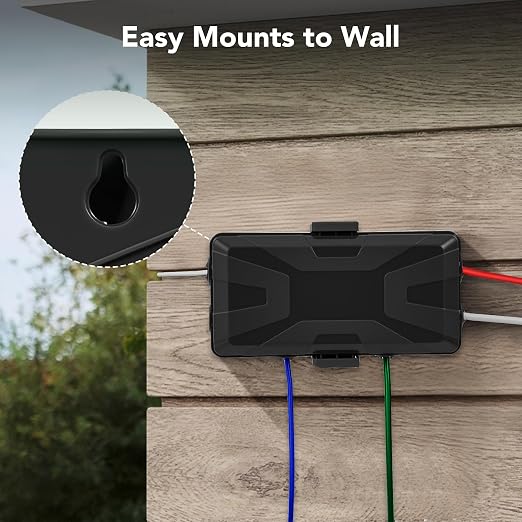 Medium Outdoor Electrical Box(10.4x6x4.2inch), IP54 Waterproof, Weatherproof Connection Box w/6 Cable Entry Ports, Extension Cord Cover Protect Power Strip, String Lights, Timer, Plug, Black