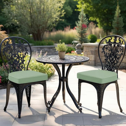 Outdoor Chair Cushions Set of 2: Waterproof & Fade Resistant Patio Furniture Cushions - 19 x 19 x 2 Inch Non Slip Round Corner Seat Cushion Pads with Removable Cover for Garden Yard Lawn, Sage Green