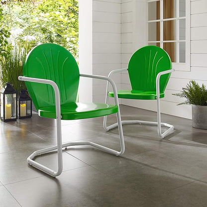 Crosley Furniture Griffith Outdoor Chair, Retro Metal Patio Chairs for Dining, Porch, Deck, Balcony, Grasshopper Green
