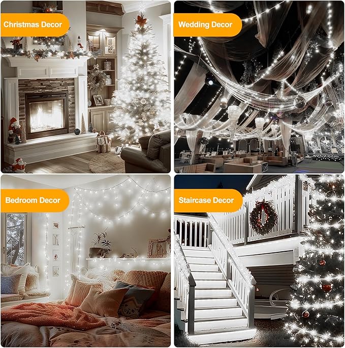 OGORI 328FT 1200LED Fairy Lights Outdoor, Cool White Fairy String Lights 8 Modes Remote & Timer, IP67 Waterproof Fairy Tree Lights for Bedroom, Wedding, DIY, Centerpiece, Christmas Decorations
