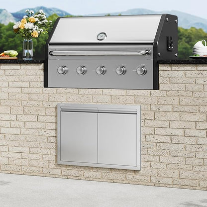 VEVOR Stainless Steel BBQ Access Door - 30W x 21H Inch Double Vertical Wall Door for Outside Cabinet and Grilling Station
