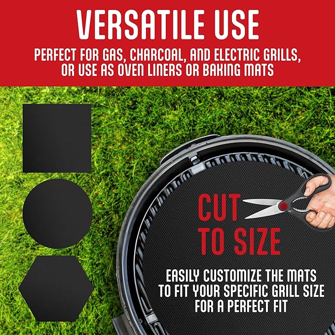 Kaluns Grill Mats For Outdoor Grill, Non Stick Grill Mat Reusable Mats for Gas, Charcoal, Electric Grills Set of 3 PTFE Teflon Barbeque Accessories - 16 x13 Inch