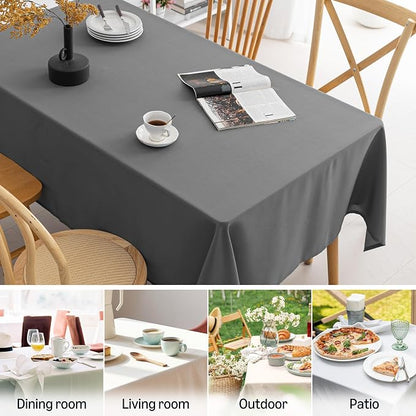 Amazon Basics Thin Rectangle Tablecloths, Water-Resistant Textured Fabric, Wrinkle Resistant, Washable Decorative Table Cover for Dining, Parties, 60" x 120", Dark Gray, Pack of 2
