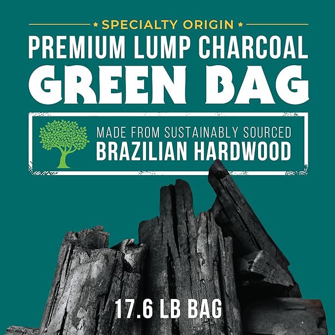 FOGO Brazilian Blend Hardwood Lump Charcoal, Natural, Large Sized Lump Charcoal for Grilling and Smoking, Restaurant Quality, 17.6 Pound Bag