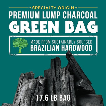 FOGO Brazilian Blend Hardwood Lump Charcoal, Natural, Large Sized Lump Charcoal for Grilling and Smoking, Restaurant Quality, 17.6 Pound Bag