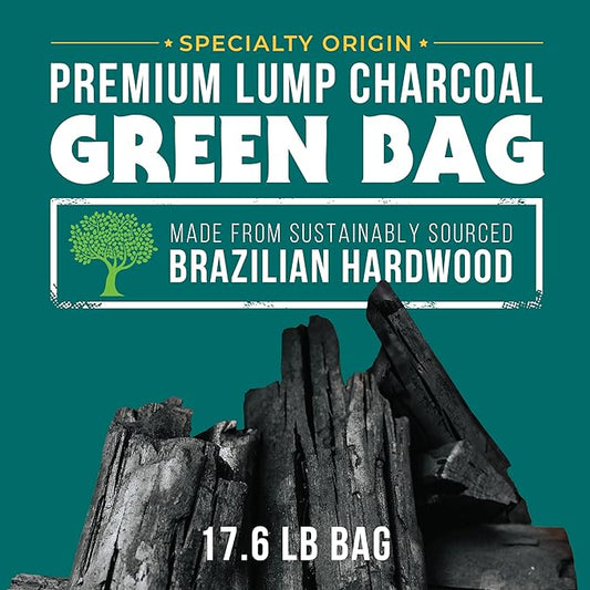 FOGO Brazilian Blend Hardwood Lump Charcoal, Natural, Large Sized Lump Charcoal for Grilling and Smoking, Restaurant Quality, 17.6 Pound Bag