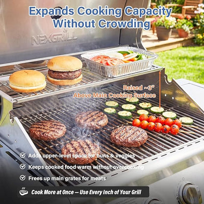 20.6''-32.08'' Adjustable Universal Stainless Steel Grill Warming Rack - Fits Nexgrill (720-0830H/X, 720-0888B/N, 720-0958B), Dynaglo, Cuisinart, Monument 4/5 Burner Gas Grills