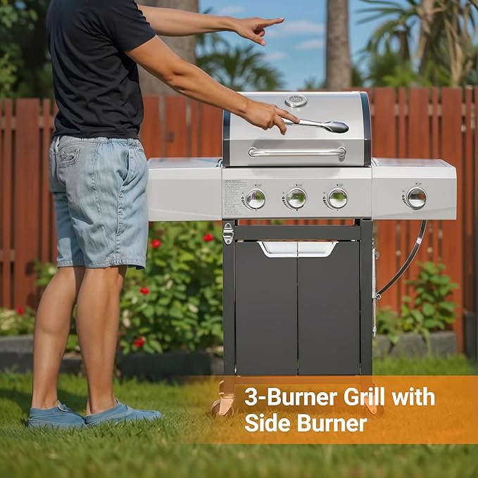 Outdoor Grills & Smokers Portable Camping Charcoal Grill Cooking Barbecue, Stainless Steel Gas Grill with Side Burner for BBQ, Asador de Carbon, Parrilla de Carbon,A-1