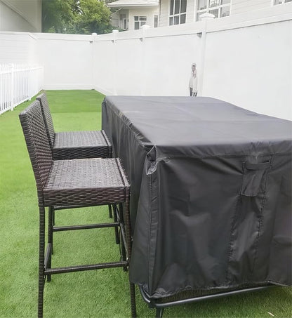 Patio Dining Table Cover for 8-10 Person Large 7-8 FT Rectangle Furniture | 87x37x30,Waterproof Dustproof Heavy Duty Oxford Fabric, Patio Table Cover with Air Vent, Buckle, Handle and Drawstring