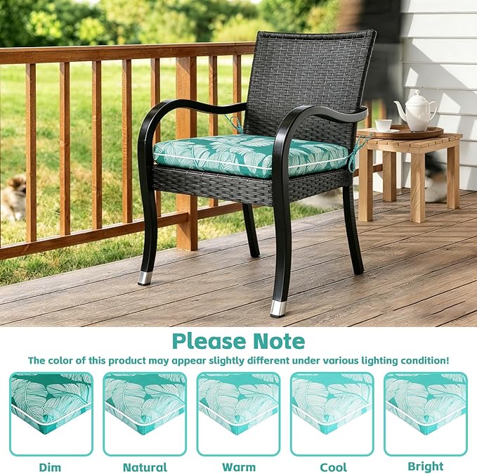 COZYVIDA Outdoor Chair Cushions Set of 4, 20"x20" Square Seat Pads with Tie Straps and YKK Zippers, 30D High-Density Foam, Water-Resistant Fabric,UV-Resistant 1000+ Hrs