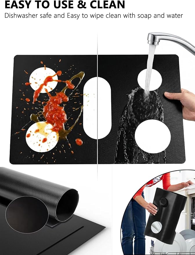 2 Pcs Stove Top Protector for LG 30" Gas Range | DIY Cut Fits Stove Guard Liner Protector 5-burner Layout, Non-Stick, Reusable, Dishwasher Safe, Splatter Cover