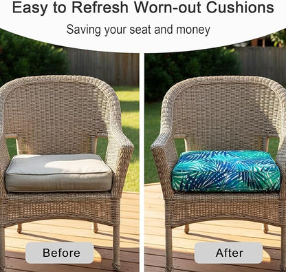 NettyPro Outdoor Cushion Slipcovers Waterproof 4 Pack Patio Chair Seat Cushion Covers with Zipper and Tie, 18 x 18 x 2 Inch, Replacement Cover Only