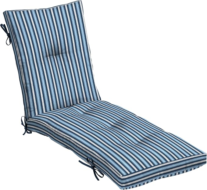Arden Outdoor Tufted Chaise Cushion, 22x76, Striped for the Heart | Plush Comfort, Modern Tuft, Lounge Cushion, Water repellent, Fade Resistant, Mold and Mildew Resistant