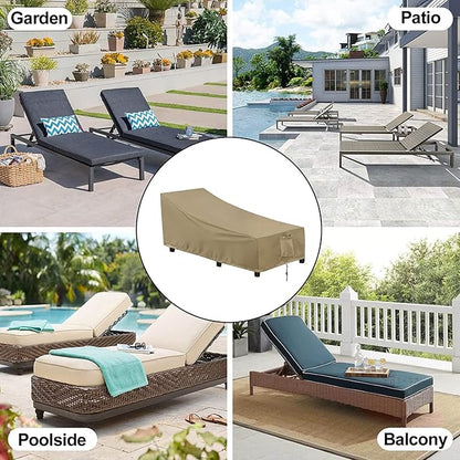 OutdoorLines Outdoor Waterproof Patio Chaise Lounge Chair Cover - UV Resistant Lounger Covers Heavy Duty Weatherproof Patio Sofa Furniture Covers, 2 Packs, 64Wx28Dx30H Inches, Camel