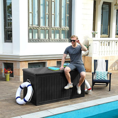 YITAHOME 180 Gallon Large Deck Box with Side Handles, Outdoor Double-Wall Storage for Patio Furniture Cushions, Garden Pool Accessories, Waterproof & Lockable