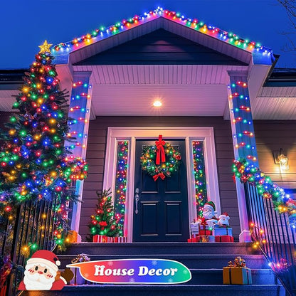 JMEXSUSS 500 LED Outdoor Christmas Lights, 173ft Multicolor String Lights | 8 Modes, Remote Control, Plug in, Waterproof, Green Wire LED Christmas Tree Lights for Indoor Party House Tree Xmas Decor