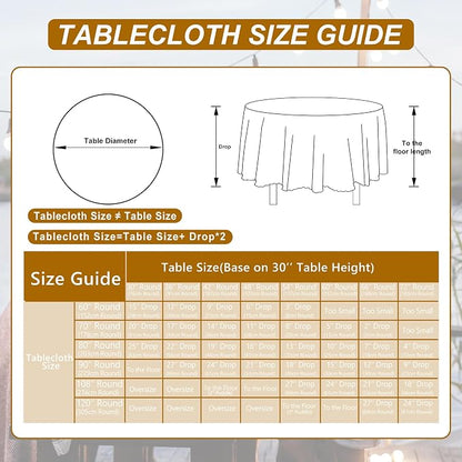 DWCN Round Tablecloth 120 Inch - Waterproof & Stain Resistant Spillproof Washable Polyester Fabric for Dining Room Kitchen, Dining, Party, Weddings and Restaurants, Ivory