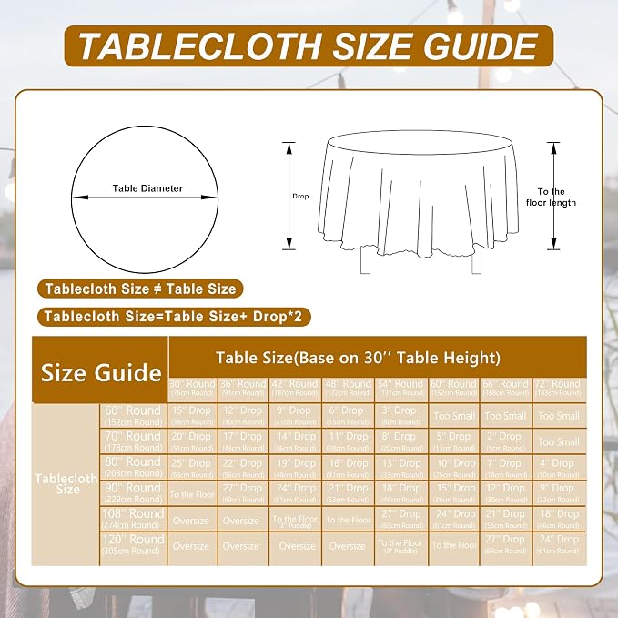 DWCN Round Tablecloth 90 Inch - Waterproof & Stain Resistant Spillproof Washable Polyester Fabric for Dining Room Kitchen, Dining, Party, Weddings and Restaurants, White